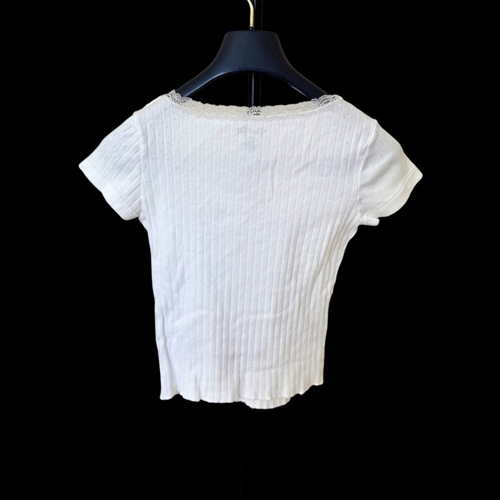 Brandy Melville White Lace Top One Size XS/S Scoop Neck John Galt - Picture 2 of 6